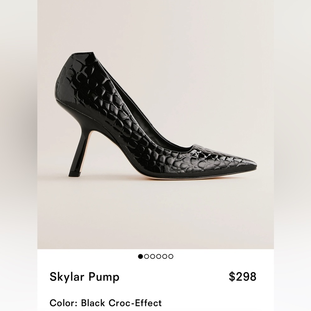 Reformation Skylar Pump in Black Patent Croc
